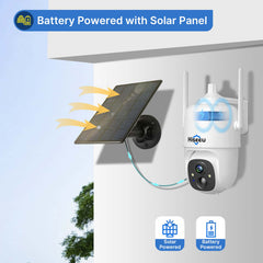 3MP 360° PTZ Battery Powered Wireless Solar Security Camera with Solar Panel Outdoor