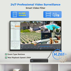 Hiseeu 4K PoE Network Video Recorder NVR, Support 4K/2K/8MP/5MP/3MP/1080P PoE Camera, Free Remote Access, Motion Alarm, 24/7 Recording, Smart Playback, No Hard Disk Drive - Hiseeu