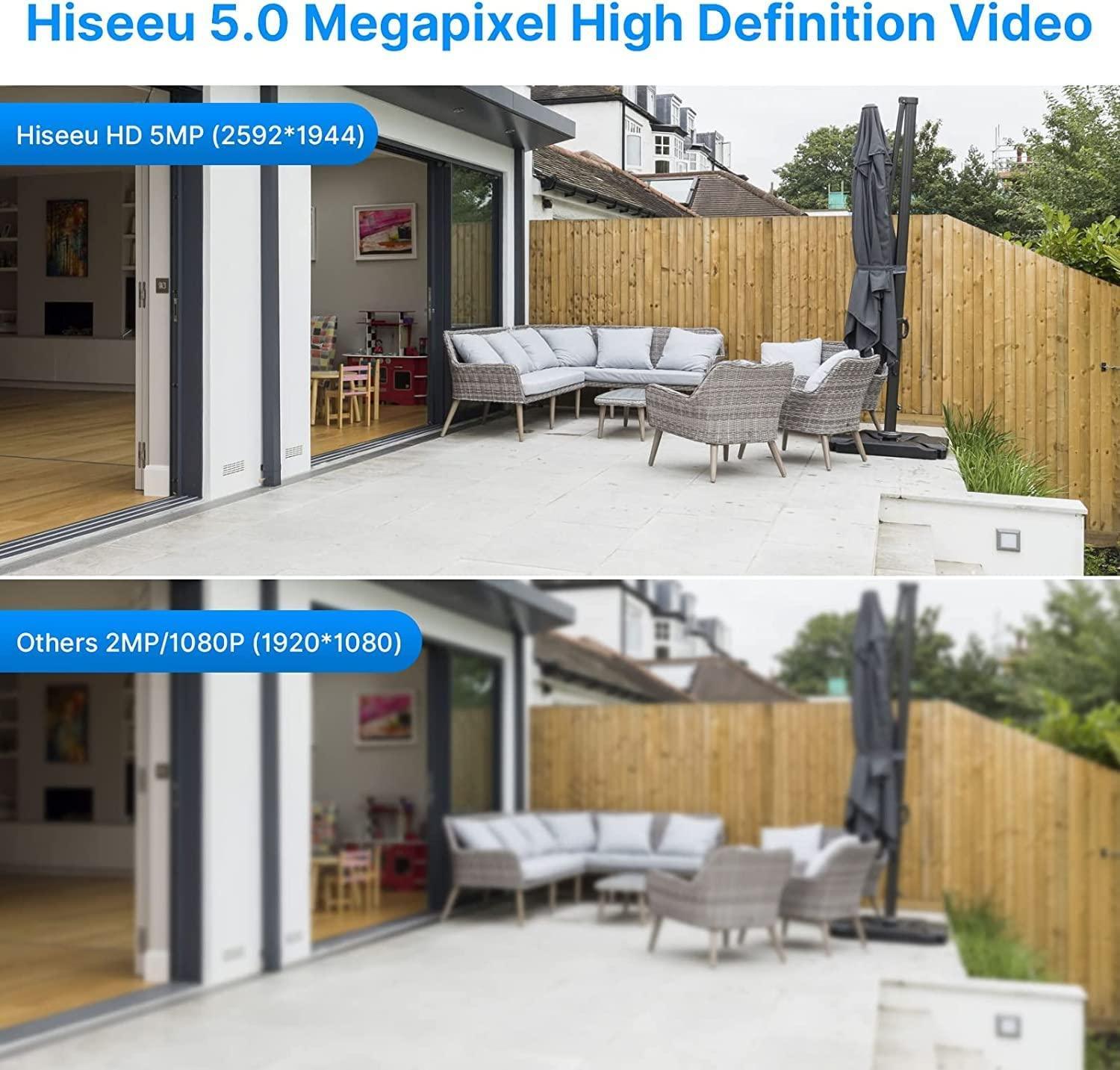 Hiseeu HD 5MP Analog/AHD/CVI/XVI 2560 TVL Wired Security Camera Outdoor for 5MP Analog Surveillance Dvr Kits, IP 66 Waterproof, Clear Night Vision up to 60ft, Remote Access - Hiseeu