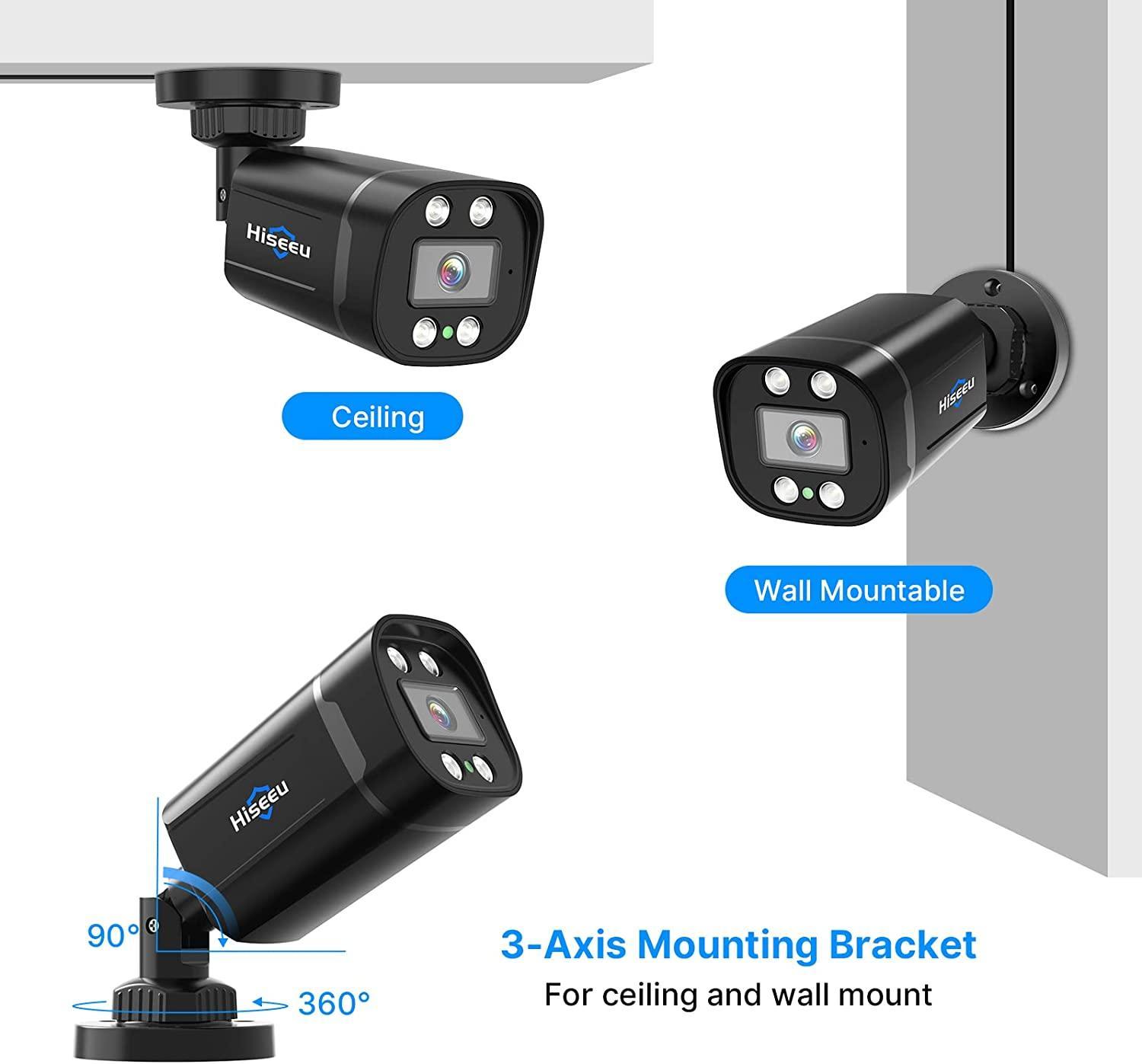 Hiseeu HD 5MP Analog/AHD/CVI/XVI 2560 TVL Wired Security Camera Outdoor for 5MP Analog Surveillance Dvr Kits, IP 66 Waterproof, Clear Night Vision up to 60ft, Remote Access - Hiseeu