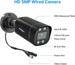Hiseeu HD 5MP Analog/AHD/CVI/XVI 2560 TVL Wired Security Camera Outdoor for 5MP Analog Surveillance Dvr Kits, IP 66 Waterproof, Clear Night Vision up to 60ft, Remote Access - Hiseeu