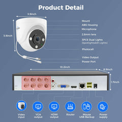 Hiseeu 5MP Analog Wired Security Camera,TVI/AHD/CVI/XVI 2560TVL Dome Comera for 5MP Analog Security Cameara System,Clear Night Vision up to 100ft, Wall& Ceiling Mount Remote Access