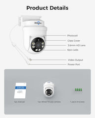 Hiseeu 5MP HD-TVI Dome PTZ Home Surveillance Cameras with 355° pan and 90° tilt,100ft IR Night Vision,IP67 Weatherproof Wired Security Camera for Indoor Outdoor Security Replacement Camera