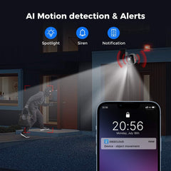 2.4G WiFi 4MP Battery Powered Outdoor Wireless Smart Solar Camera With 2-Way Audio (Black)
