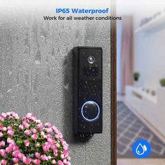2.4Ghz WiFi 2MP Wireless Doorbell Camera with Chime and Voice Changer 100% Wire-Free Battery Powered