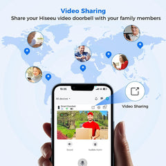 Hiseeu Wireless Doorbell Camera with Chime, Voice Changer, 2MP Video, PIR Detection, 100% Wire-Free Battery Powered, Anti-Theft Alarm, Night Vision, SD/Cloud Storage, Alexa/2.4Ghz WiFi Compatible. - Hiseeu