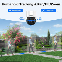 4K 5MP PoE PTZ 330° View Security Camera with Human&Vehicle Detect