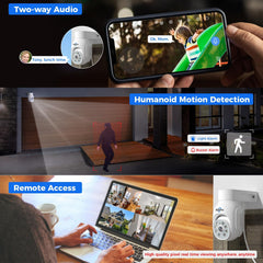 5MP PTZ 5X Zoom 360° View Wired PoE Security Camera with Color Night Vision