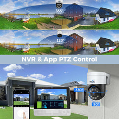 【4K+PTZ】Hiseeu 8MP PoE CCTV Security Camera System,12'' LCD Monitor with 8CH NVR,4X8MP PoE PTZ Camera with Color Night Vision IP66 Waterproof Remote Access Two-way Audio
