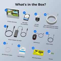 【4K+PTZ】Hiseeu 8MP PoE CCTV Security Camera System,12'' LCD Monitor with 8CH NVR,4X8MP PoE PTZ Camera with Color Night Vision IP66 Waterproof Remote Access Two-way Audio