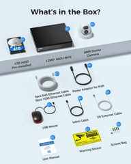 【4K HD+121°Wide View】 Hiseeu 12MP NVR 4K PoE Security Cameras, with HDD for Home Surveillance Outdoor&Indoor, 2 Way Audio, Color Night Vision, Human Vehicle Detect, 7/24 Record, 0 Monthly Fee