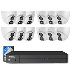 【4K HD+121°Wide View】 Hiseeu 12MP NVR 4K PoE Security Cameras, with HDD for Home Surveillance Outdoor&Indoor, 2 Way Audio, Color Night Vision, Human Vehicle Detect, 7/24 Record, 0 Monthly Fee