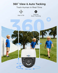 【4K HD+360°View】 Hiseeu 4K PoE Security Camera System, 8MP PTZ Wired Security Camera Outdoor&Indoor, Auto Human Tracking, Free Remote Access, 2 Way Audio, Plug and Play, 2TB HDD for 7/24 Record