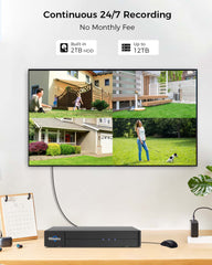 【4K HD+360°View】 Hiseeu 4K PoE Security Camera System, 8MP PTZ Wired Security Camera Outdoor&Indoor, Auto Human Tracking, Free Remote Access, 2 Way Audio, Plug and Play, 2TB HDD for 7/24 Record