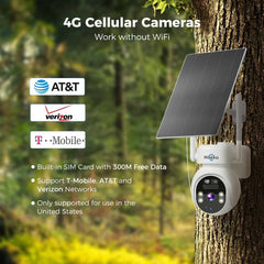 2K 4MP No WiFi PTZ 𝟯𝟲𝟬° 𝙑𝙞𝙚𝙬 4G Cellular Wireless Security Camera with 64G SD&SIM Card