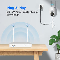 【NO Hard Drive】Hiseeu 10CH Wireless Mini White Network Video Recorder Compatible with 2.5inch Hard Drive and Plug-in 12V2A Output Power Adapter