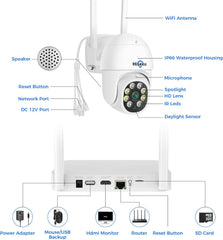 【NO Hard Drive】Hiseeu 10CH Wireless Mini White Network Video Recorder Compatible with 2.5inch Hard Drive and Plug-in 12V2A Output Power Adapter