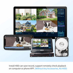 【NO Hard Drive】Hiseeu 10'' LCD Wireless WiFi NVR 10 Channels Network Video Recorder Works with Hiseeu EseeCloud 1080P/3MP/5MP Wireless Cameras