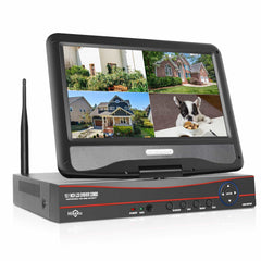 【NO Hard Drive】Hiseeu 10'' LCD Wireless WiFi NVR 10 Channels Network Video Recorder Works with Hiseeu EseeCloud 1080P/3MP/5MP Wireless Cameras