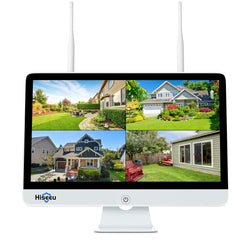 【No HDD】 15'' LCD Wireless WiFi NVR 16 Channels Network Video Recorder, Built-in WiFi Router and Speaker, Supports up to 6TB HDD, Work with Hiseeu Wireless Camera, 24/7 Record