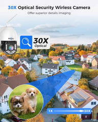 2K PTZ 30X Optical Zoom 5G/2.4Ghz WiFi Security Camera Outdoor with Two Way Audio