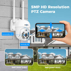 5MP PTZ 𝟯𝟲𝟬° 𝙑𝙞𝙚𝙬 Security Camera Outdoor with IP66 Waterproof Full Color Night Vision