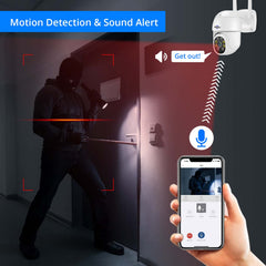5MP PTZ 𝟯𝟲𝟬° 𝙑𝙞𝙚𝙬 WiFi Security Camera Outdoor with Auto Motion Tracking