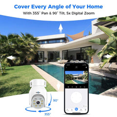 5MP PTZ 𝟯𝟲𝟬° 𝙑𝙞𝙚𝙬 WiFi Security Camera Outdoor Work with Echo Show
