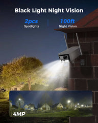 2.4/5G WiFi Pro 4MP Dual Lens Ultra Wide Angle Wireless Outdoor Camera 24/7 Recording