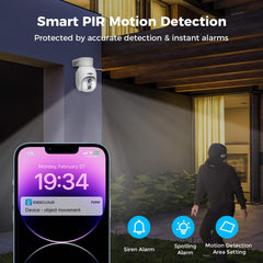 2K 3MP PTZ 𝟯𝟲𝟬° 𝙑𝙞𝙚𝙬 10X Zoom PanSecurity Camera Outdoor with IP66 Waterproof