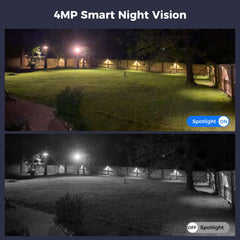 4MP 2.4G WiFi Wireless Solar PTZ 360° View Battery Camera With Color Night Vision No Monthly Fee