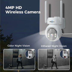 4MP No Monthly Fee PTZ 360° View Solar Wireless Battery Camera With Color Night Vision