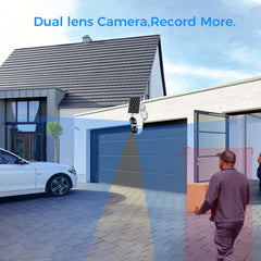 4MP Dual Lens Solar PTZ 360° View Wireless Battery Camera WIth No Monthly Fee Color Night Vision