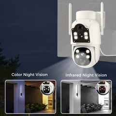 4MP Dual Lens Solar PTZ 360° View Wireless Battery Camera WIth No Monthly Fee Color Night Vision