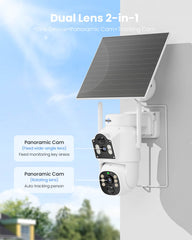 2.4G&5G WiFi Pro 4MP Dual Lens Wireless Solar 360° PTZ Camera Outdoor With Auto Tracking