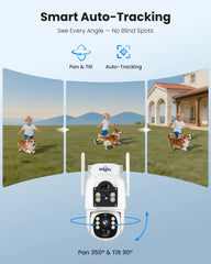 2.4G&5G WiFi Pro 4MP Dual Lens Wireless Solar 360° PTZ Camera Outdoor With Auto Tracking