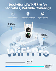 2.4G&5G WiFi Pro 4MP Dual Lens Wireless Solar 360° PTZ Camera Outdoor With Auto Tracking