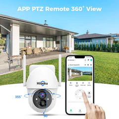 Hiseeu Solar Camera Outdoor, 3MP Wireless Surveillance Camera, 2.4G WiFi 360° View, PTZ, Motion Detection, 2-Way Audio, Color Night Vision