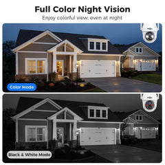 Hiseeu Solar Camera Outdoor, 3MP Wireless Surveillance Camera, 2.4G WiFi 360° View, PTZ, Motion Detection, 2-Way Audio, Color Night Vision
