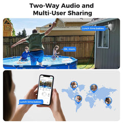 Hiseeu Solar Camera Outdoor, 3MP Wireless Surveillance Camera, 2.4G WiFi 360° View, PTZ, Motion Detection, 2-Way Audio, Color Night Vision