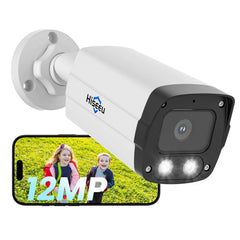 12MP Wired PoE IP Bullet Camera 121° Wide View Outdoor&Indoor with Human Vehicle Detection