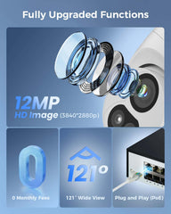 12MP 121° Wide View Wired PoE IP Dome Camera Human Vehicle Detect IP67 Waterproof