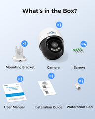 4K 8MP PoE 360° PTZ Wired Security Camera Indoor/Outdoor Human Auto Tracking
