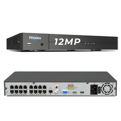 【NO Hard Drive】Hiseeu 16CH Extendable 12MP PoE NVR Network Video Recorder, Works with 12MP/8MP/5MP/4MP/3MP/1080P PoE Cameras