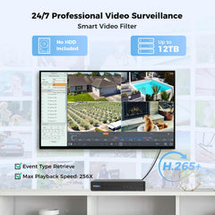 【NO Hard Drive】Hiseeu 16CH Extendable 12MP PoE NVR Network Video Recorder, Works with 12MP/8MP/5MP/4MP/3MP/1080P PoE Cameras