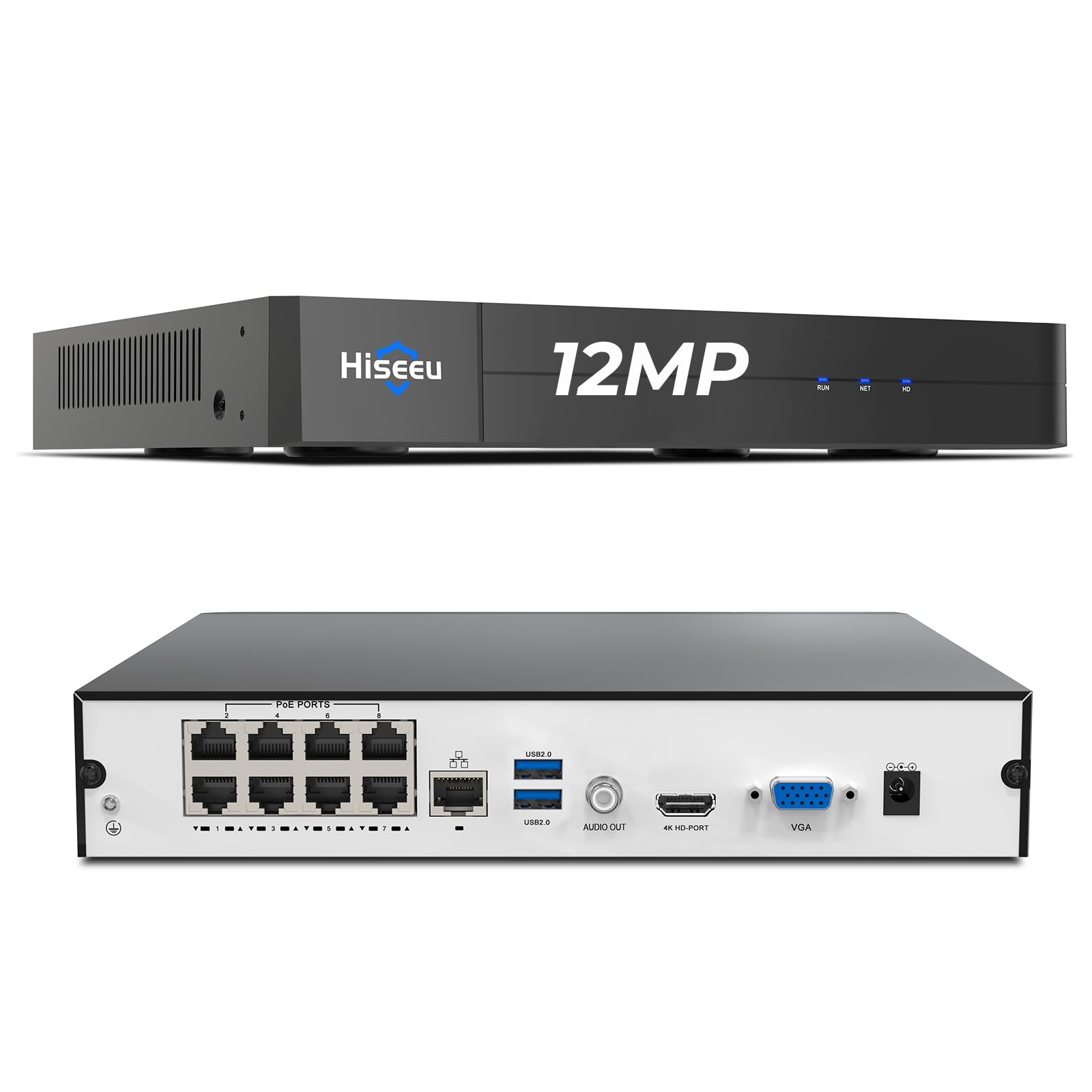 12MP + 16CH Extendable] Hiseeu 12MP PoE 8 Ports NVR Network Video Rec
