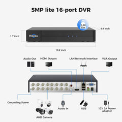 【NO Hard Drive】Hiseeu 3K DVR Security 5MP Digital Video Recorder Advanced for CCTV Security Camera, AHD/TVI/CVI/CVBS/IPC 5 in 1 Hybrid