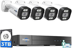 Hiseeu 4K PoE Security Camera System,Vehicle/Human Detect, 8MP NVR 5MP IP Security Camera Outdoor, IP 67Waterproof, Free Motion Alerts, 24/7 Home Surveillance NVR Kit - Hiseeu