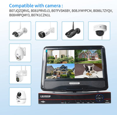 【No HDD/Power Adapter/Mouse】 10'' LCD Wireless WiFi NVR 8 Channels Network Video Recorder