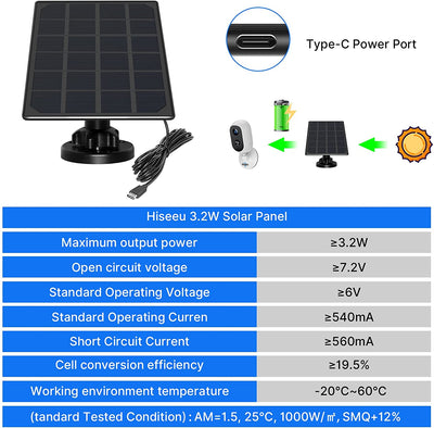 Solar Panel for Outdoor Rechargeable Battery Powered WiFi Camera